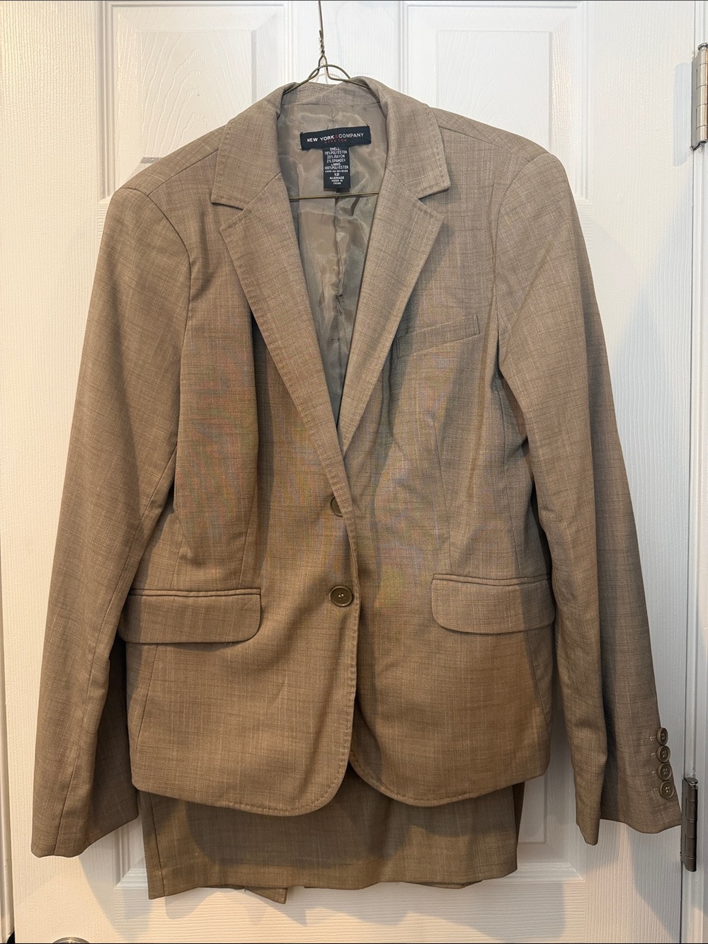 New York & Company Tan Women's Suit Jacket and Skirt Set